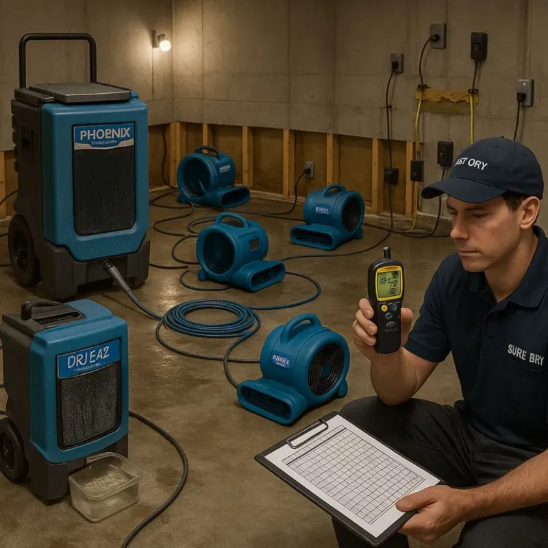 Structural Drying and Dehumidification process in Tuttle, OK